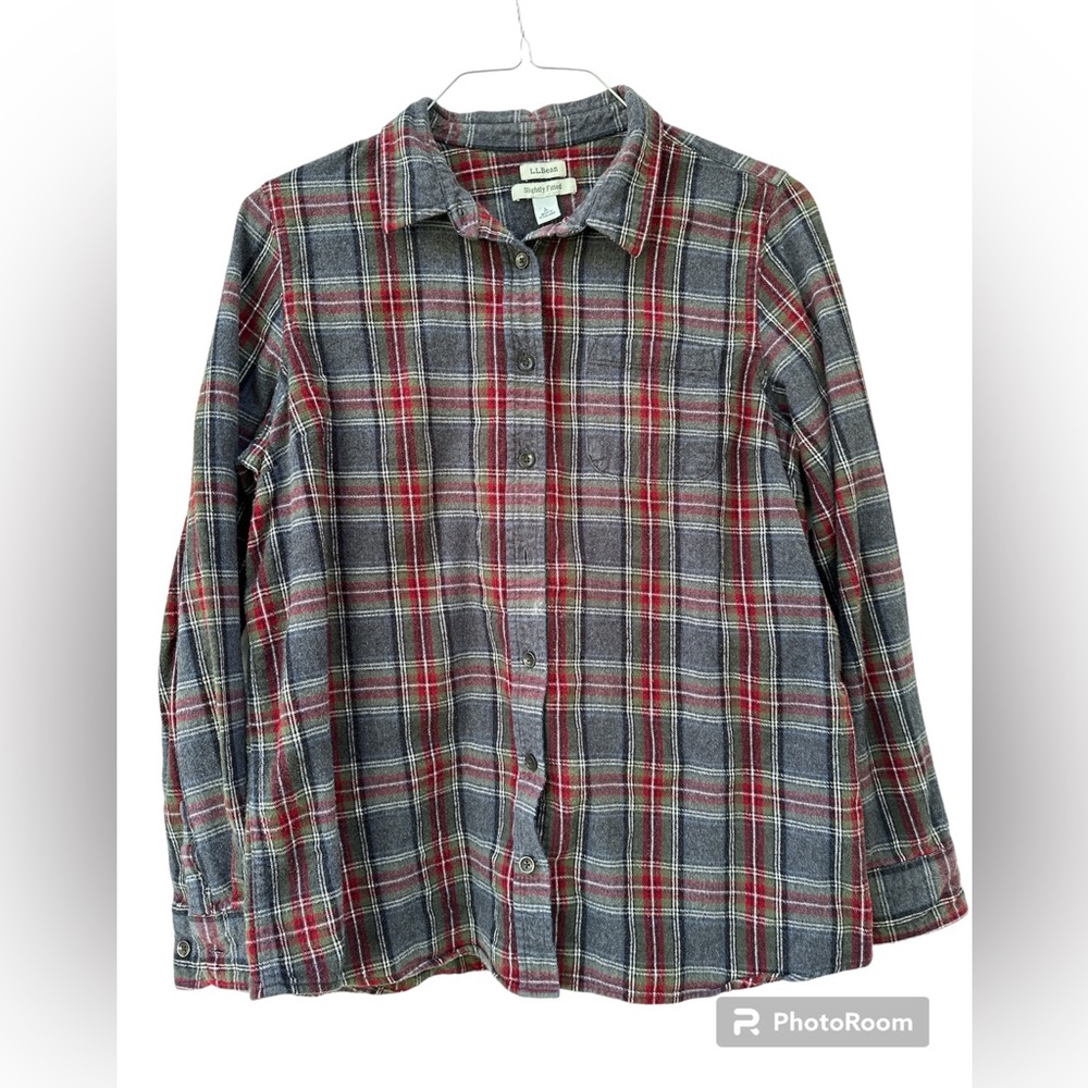 L.L. Bean Women's Scotch Plaid Flannel Shirt Slightly Fitted Size XL